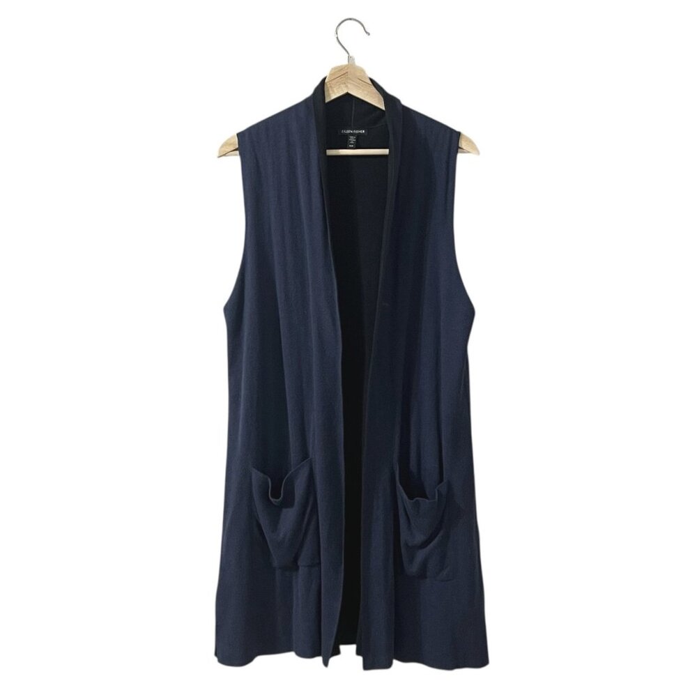 Eileen Fisher Peruvian Organic Cotton Blend Long Vest Size Medium